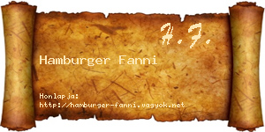 Hamburger Fanni névjegykártya